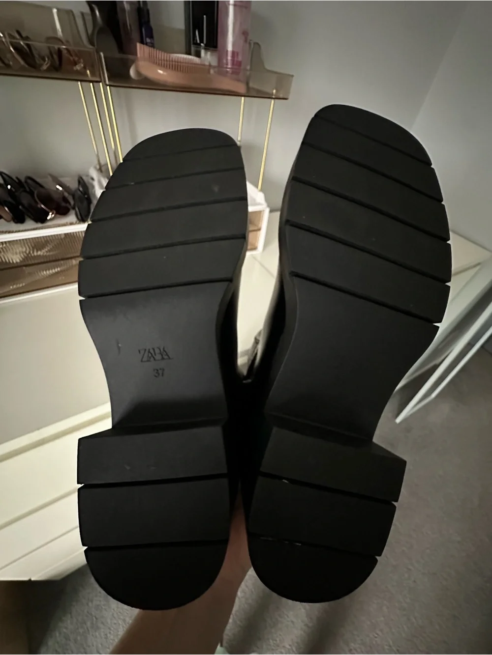Zara Black Over-the-Knee Leather Boots